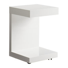White High Gloss Side End Tables, White High Gloss Tall Lamp Table