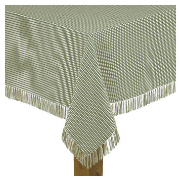 Homespun Fringed 100% Cotton Tablecloth, Sage, 60"x84"