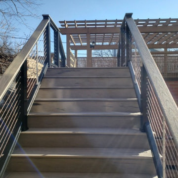 Composite deck & cable stainless steel railing