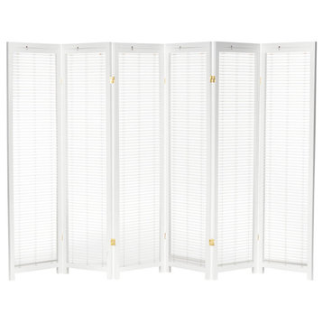 6' Tall Adjustable Shutter Room, White, 6 Panel