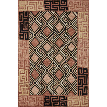 Loloi Wool Tribal-Inspired NAL-06 Rose, Black Area Rug, 2'6"x7'6"