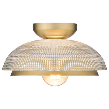 Crawford Flush Mount With Retro Prism Glass Shade