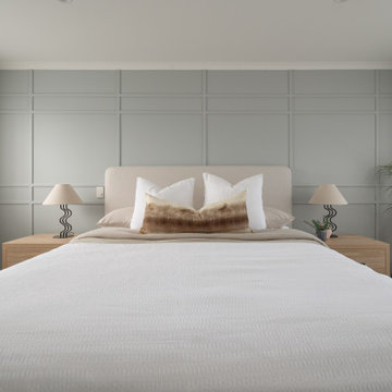 Soft Neutral Bedroom with Full Panelled Feature Wall | Timeless Interior