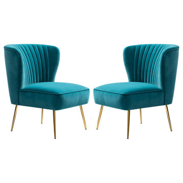 Upholstered Side Chair, Set of 2, Blue