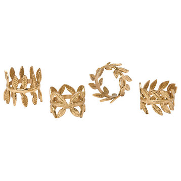 Emma Brass 4-Piece Gold Napkin Ring Set