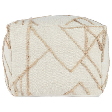Adil 18" Wide Square Ivory Pouf by Kosas Home