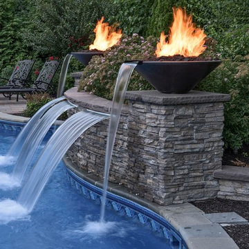 Custom swimming pool with water feature