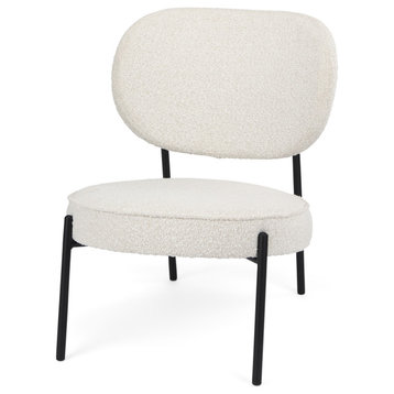 Amelia Cream Boucle Fabric w/ Black Iron Frame Accent Chair
