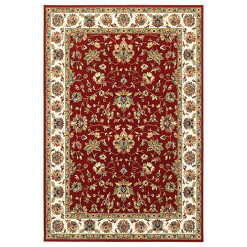 Karaman Floral Traditional Red/ Ivory Area Rug, 3'10"x5'5"