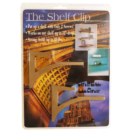 The Shelf Clip For 3/8"-1/2" Thick Shelves, Brushed Brass