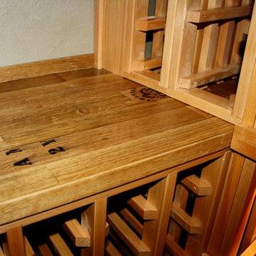 A Reclaimed Wine Barrel Tabletop, for Wine Display TX and Wine Decanting/Tasting
