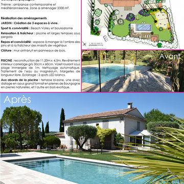 Ensemble Piscine & Jardin aux allures contemporaines et méditérranéennes