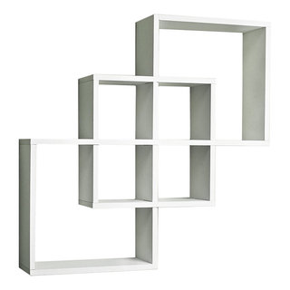 Lavish Home Decorative Floating Cube Wall Shelves in White (Set of