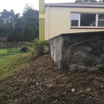 Irregular Flagstone Patioin Silver Spring MD With Stone Sitting Walls