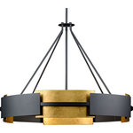 Progress Lighting - Lowery 6-Light Black/Distressed Gold Luxe Pendant Hanging Light - Raise the bar on contemporary design with the Lowery Collection 6-Light Black/Distressed Gold Modern Hanging Pendant Light.