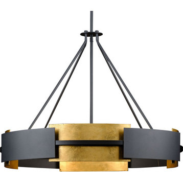 Lowery 6-Light Black/Distressed Gold Luxe Pendant Hanging Light