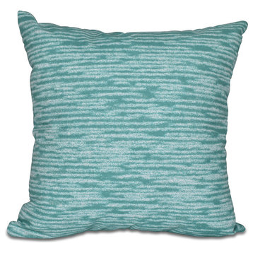 Marled Knit, Geometric Print Outdoor Pillow, Green, 18"x18"