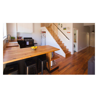Recycled Messmate Flooring, Staircase, and Benchtop - Contemporary ...