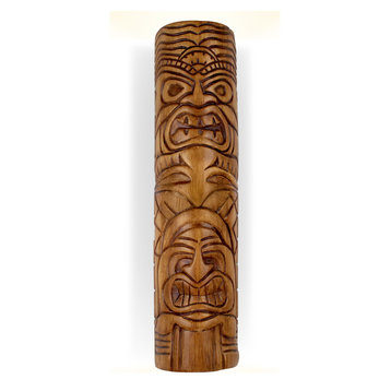 Tiki Totem Wall Sconce, Amber Palm, Incandescent, Wet Location