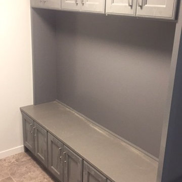White and Dark Gray Cabinets - Onyx Vanity Tops