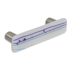 CKP - Art Glass Pull, Purple Confetti, Dull Brushed Nickel Base - Cabinet And Drawer Handle Pulls