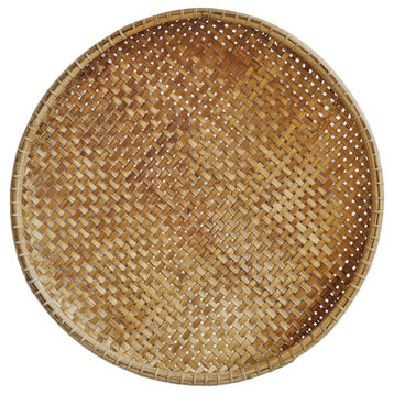 Bamboo Woven Round Tray, Medium