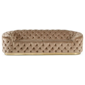 Rosabel, Glam Beige and Gold Fabric Sofa
