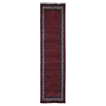 Imperial Red, New Persian Seraband Wool, Hand Knotted, Runner Rug 2'7"x10'3"