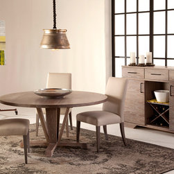 Cambridge Round Oak Dining Table in Cafe Oak Finish - Products