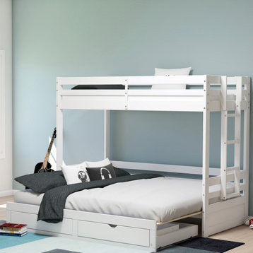 Jasper Twin to King Extending Day Bed, Bunk Bed and Storage Drawers, White