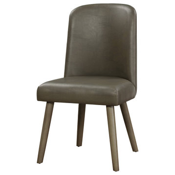 ACME Waylon Side Chair, Set of 2, Gray PU/Gray Oak