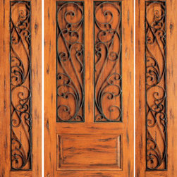 Exterior Prehung Door with Two Sidelites, Knotty Alder 3-Panel - Front Doors