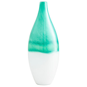 Cyan Ex. Large Iced Marble Vase 09522, Turquoise/White