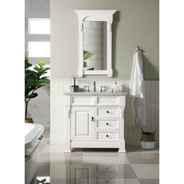 Brookfield 36" Single Vanity, Bright White, 3 Cm Carrara Marble Top