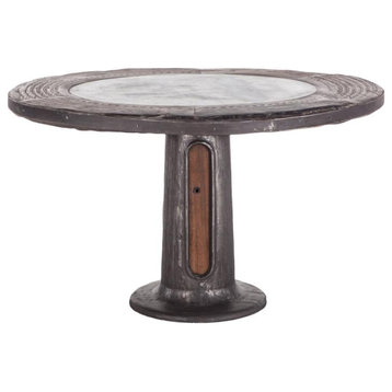 Welles 53-Inch Round Marble and Cast Iron Table