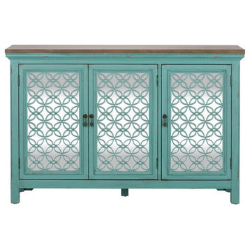 Liberty Furniture Kensington Four Door Accent Cabinet in Turquoise