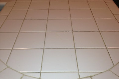 Dirty tile countertop before