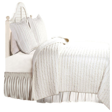 Greenland Home Ruffled Quilt And Sham Set, 3-Piece  King