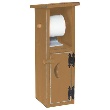 Farmhouse Pine Outhouse Toilet Paper Holder, Mustard Yellow