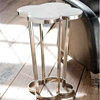 Lansbury Hollywood Marble Top Silver Metal Clover End Table