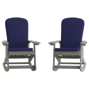 2PK Gray Chairs-Blue Cushions