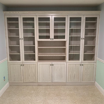 Custom Shaker Built-In Display Cabinets  Whitewash on Oak