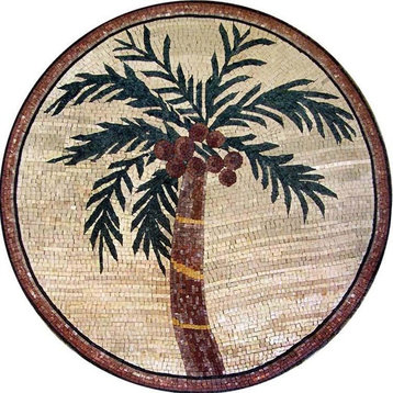 Medallion Mosaic Art, Palms, 24"x24"