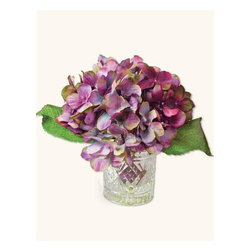 Faux Hydrangea in Pressed Glass Jar - Artificial Flower Arrangements