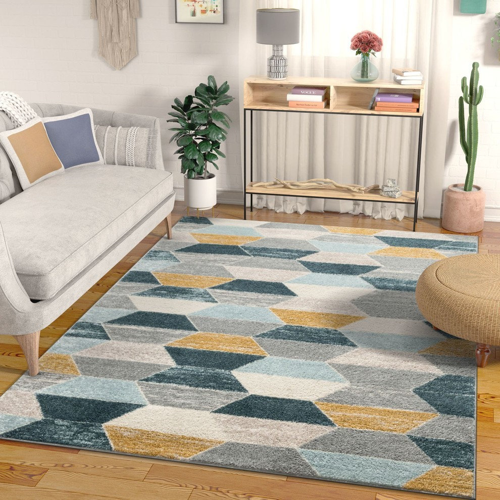 Well Woven Mystic Maddox Modern Vintage Geometric Blue MC-274 Area Rug ...