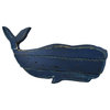 Great Blue Whale Slatted Wood Wall Plaque 31.5 Inches