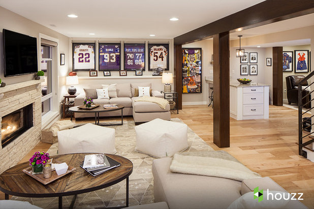 American Traditional Basement by Catherine Renae Thomas Design Co.