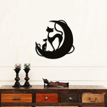 Kitty with Cat on Lunar moon Wall Art