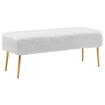 Soft-Touch Faux Fur Bedroom Bench, White