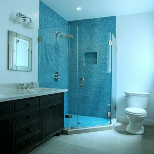 Foton och badrumsinspiration för turkosa badrum, med mosaik